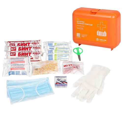 Аптечка автомобильная в пластиковом футляре AIRLINE AM02