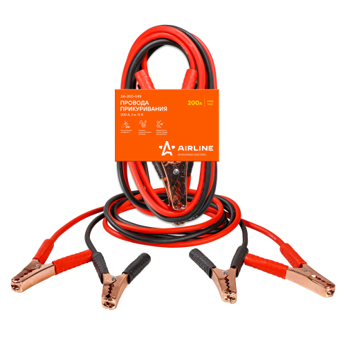 Пусковые провода AIRLINE SA-200-08S, 200А, 2 м.