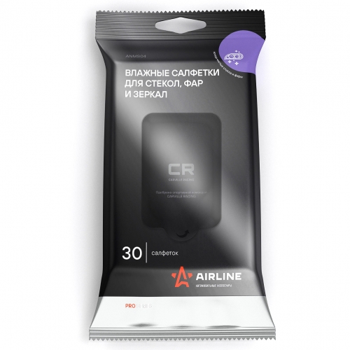 Салфетки влажные для стекол, фар и зеркал ANMS04 AIRLINE PRO (30 шт.)