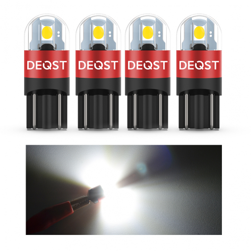 Лампа светодиодная DEQST 251001 T10 W5W LED Standart Line 12-24В 1Вт 6000K (к-т 2 шт)