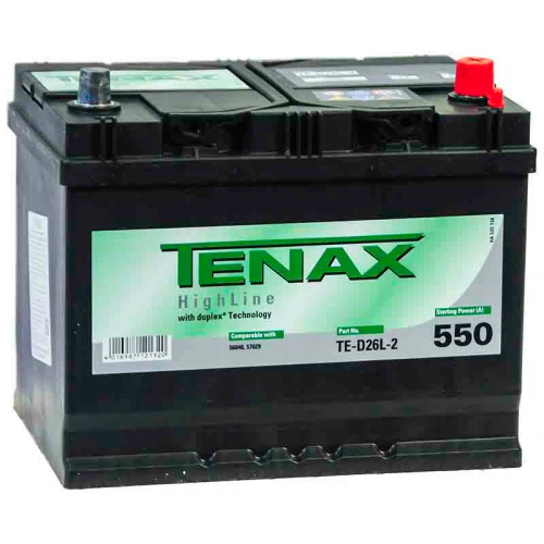 Аккумулятор автомобильный Tenax High 68 А/ч 550 А обр. пол. Азия авто (261x175x220) TE-D26L-2